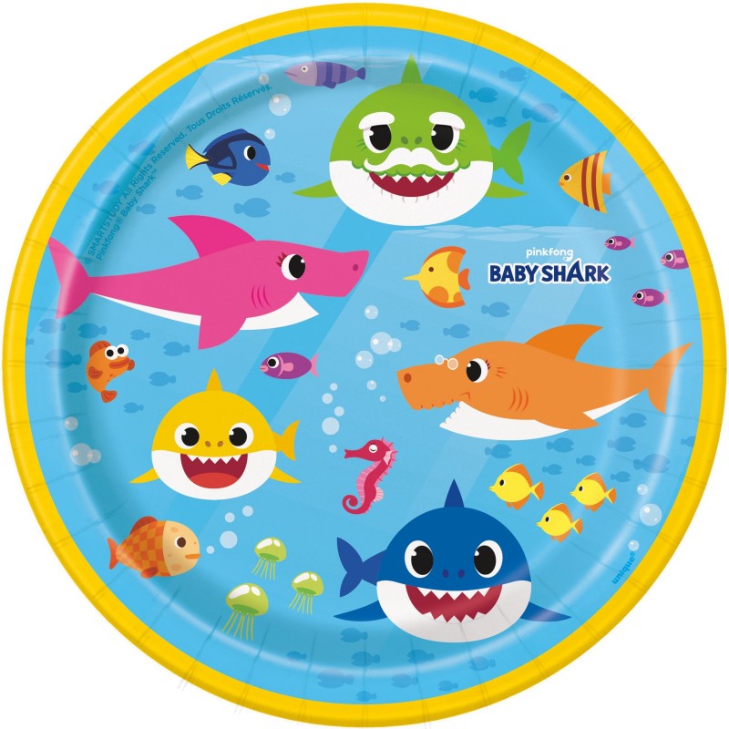 Baby Shark Small Plates (Pack of 8) | Discontinued Party Supplies