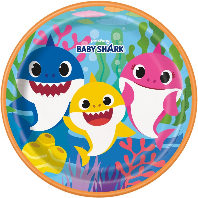 Baby Shark Large Plates (Pack of 8) | Discontinued Party Supplies