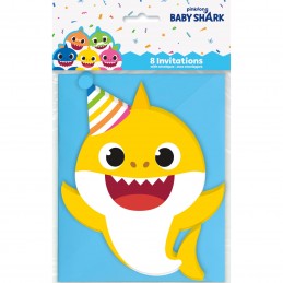 Baby Shark Party Invitations (Pack of 8) | Baby Shark Party Supplies