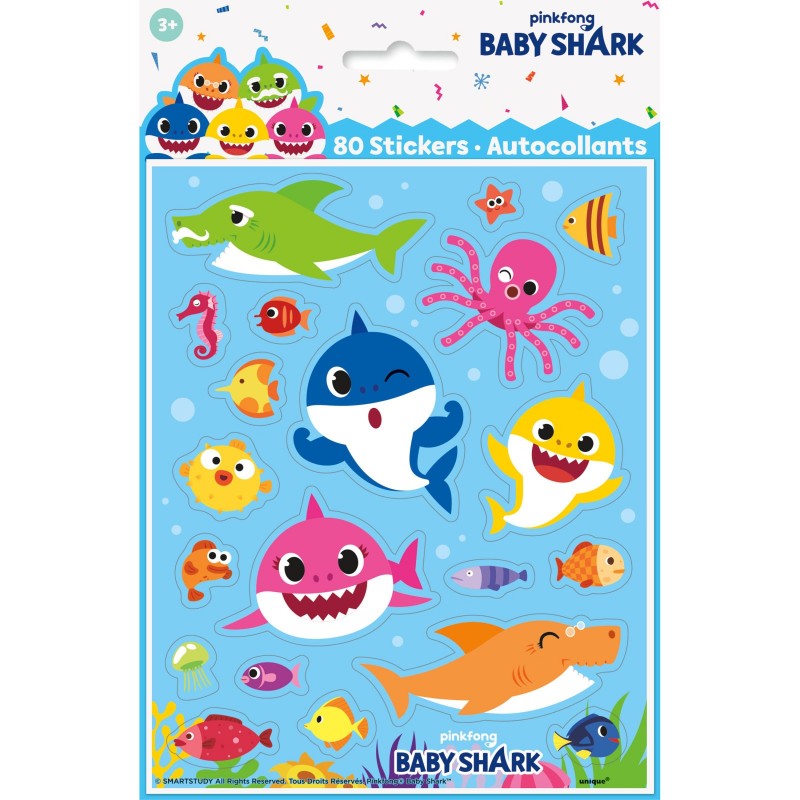 Baby Shark Stickers (Set of 80) | Baby Shark Party Supplies