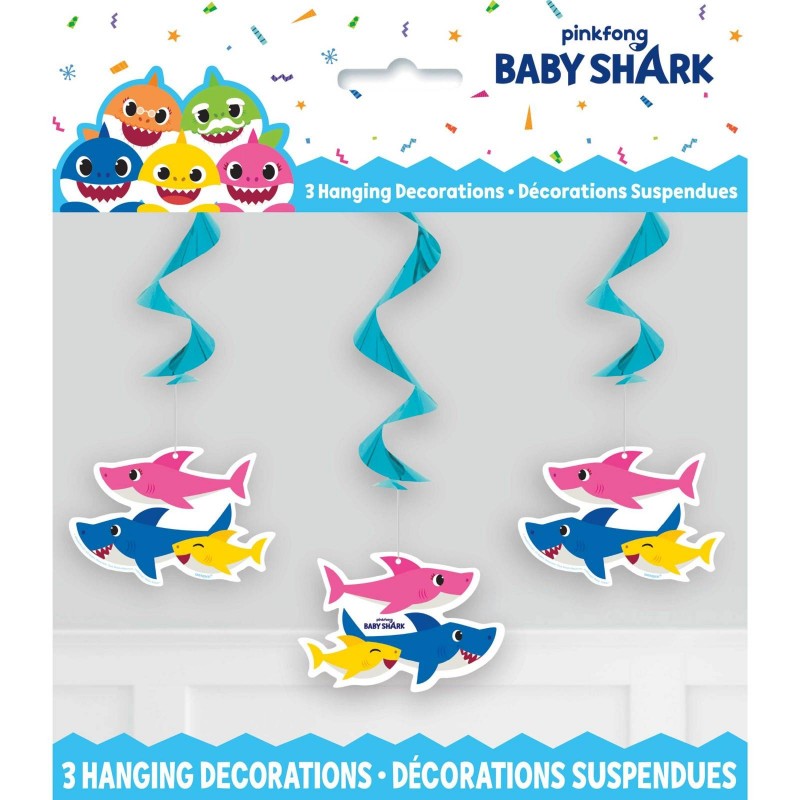 Baby Shark Hanging Swirls (Set of 3) | Baby Shark Party Supplies