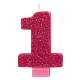 1st Birthday Pink Glitter Candle | Candles
