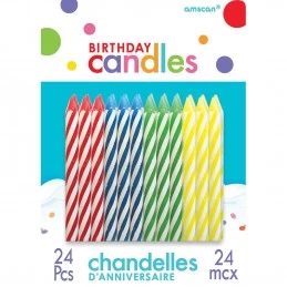 Striped Candy Birthday Candles (Set of 24) | Candles