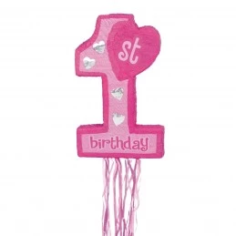 1st Birthday Pink Pull String Pinata | Pinatas Party Supplies