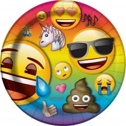 Rainbow Emoji Large Plates (Pack of 8) | Emoji Party Supplies
