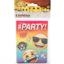 Rainbow Emoji Party Invitations (Pack of 8) | Emoji Party Supplies