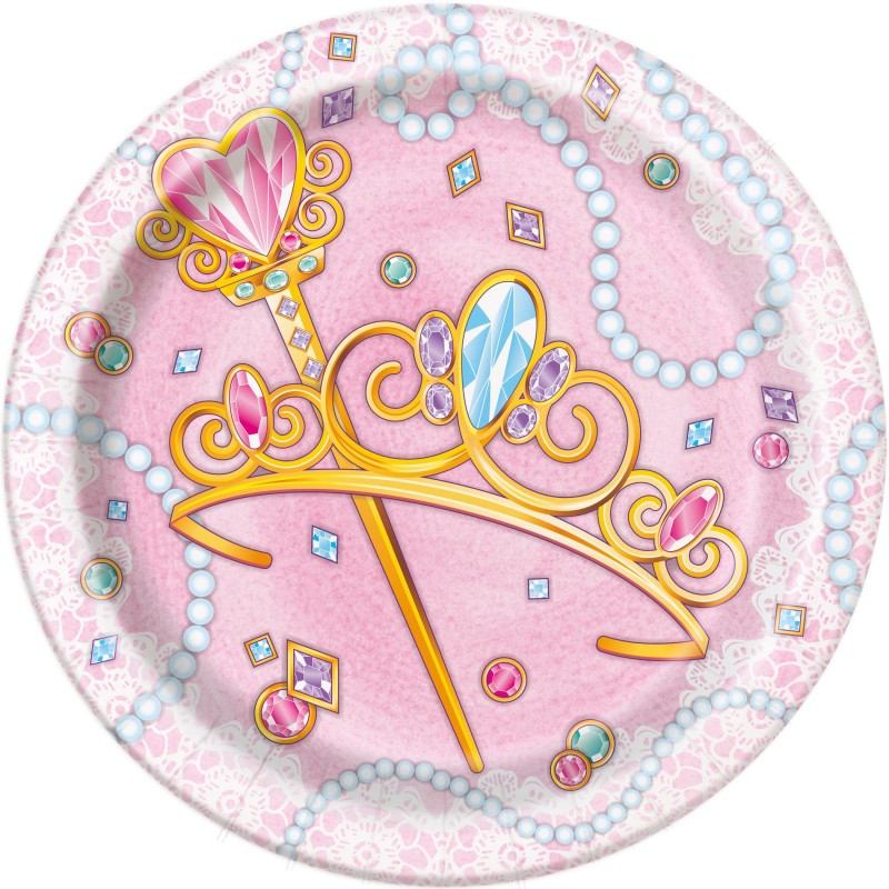 Pink Princess Small Plates (Pack of 8) | Discontinued Party Supplies