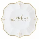 White Eid Mubarak Paper Plates (Pack of 8)