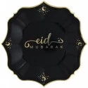 Black Eid Mubarak Paper Plates (Pack of 8)