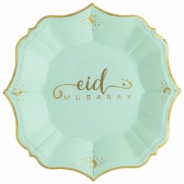 Eid Mubarak Mint Dessert Paper Plates (Pack of 8) | Ramadan/Eid Party Supplies