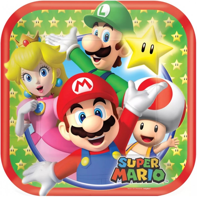 Super Mario Small Plates (Pack of 8) | Super Mario Party Supplies