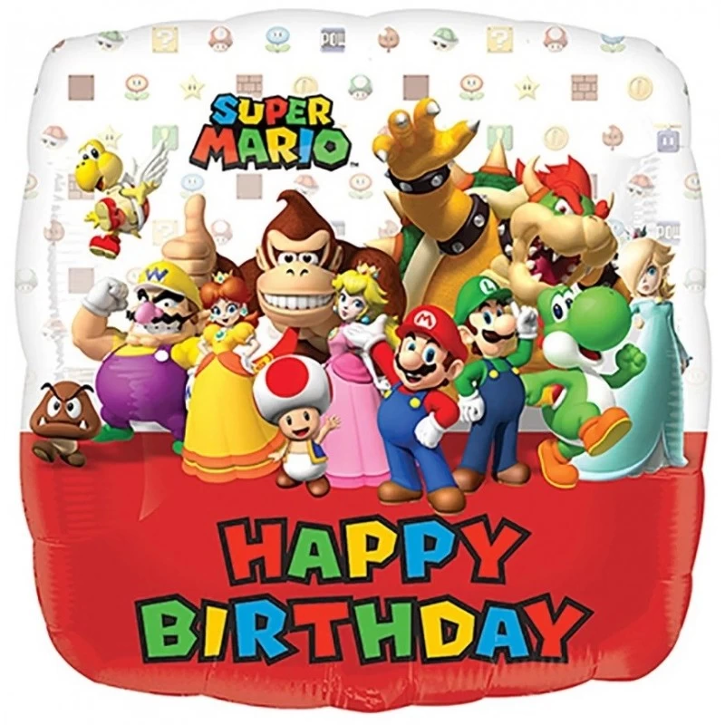 Happy Birthday Super Mario Foil Balloon | Super Mario Party Supplies ...