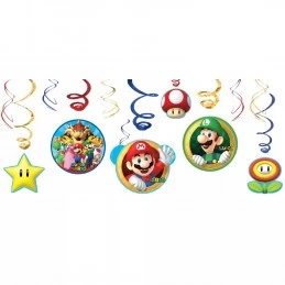 Super Mario Swirl Decorations (Set of 12) | Super Mario Party Supplies