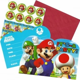 Super Mario Party Invitations (Pack of 8) | Super Mario Party Supplies