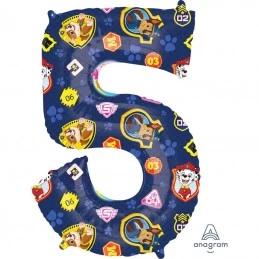 Shaped Paw Patrol Number 5 Balloon | Paw Patrol Party Supplies