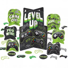 Level Up Gaming Table Centrepiece Kit (27 Piece) | Video Game Party Supplies