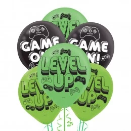 Level Up Gaming Balloons (Pack of 6) | Video Game Party Supplies