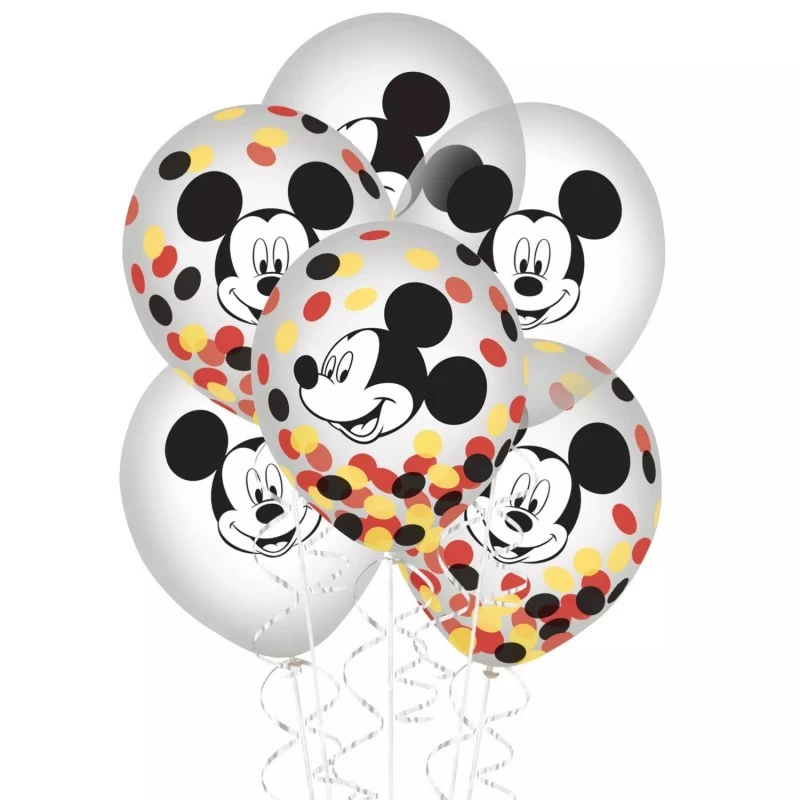 Mickey Mouse Confetti Balloons (Pack of 6) | Mickey Mouse Party Supplies