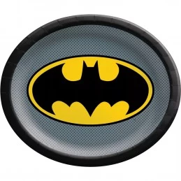 Batman Oval Large Plates (Pack of 8) | Batman Party Supplies