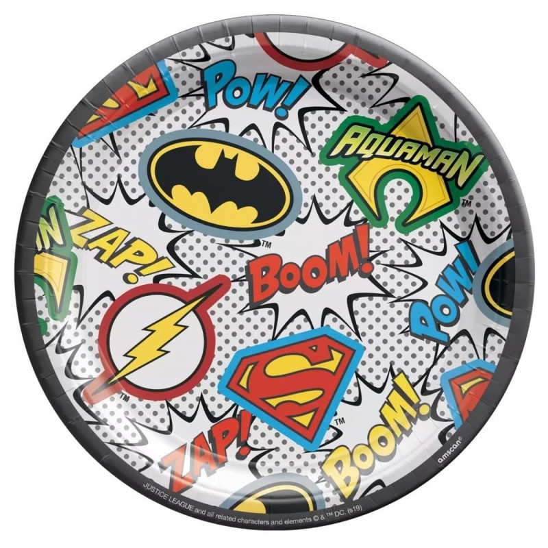 Justice League Small Plates (Pack of 8) | Justice League Party Supplies