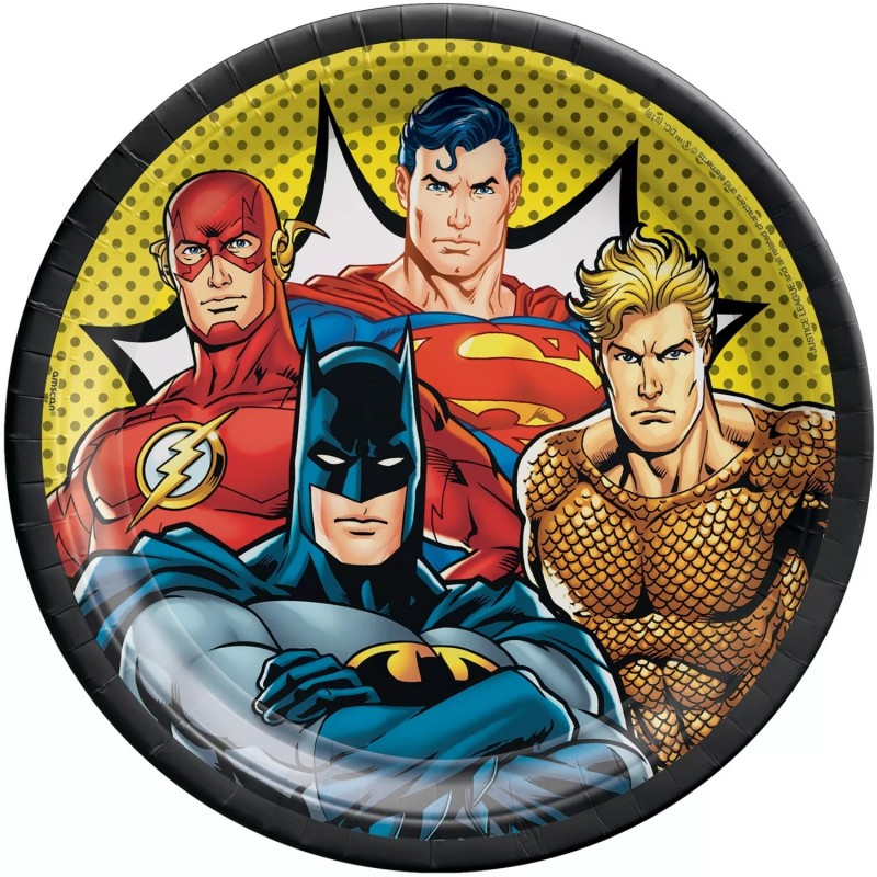Justice League Large Plates (Pack of 8) | Justice League Party Supplies
