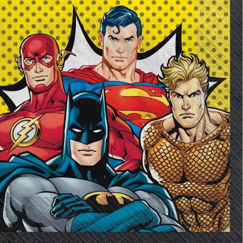 Justice League Large Napkins (Pack of 16) | Justice League Party Supplies