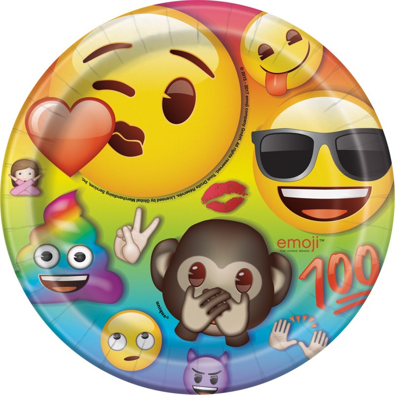 Rainbow Emoji Small Plates (Pack of 8) | Emoji Party Supplies