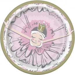 Ballerina Pink & Gold 1st Birthday Small Plates (Pack of 8) | Pink & Gold First Birthday Party Supplies