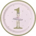 Ballerina 1st Birthday Large Plates (Pack of 8)