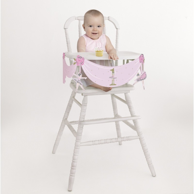 Ballerina Pink & Gold 1st Birthday High Chair Decoration Ballerina Pink & Gold 1st Birthday High Chair Decoration