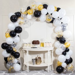 Black, White and Gold Balloon Garland Kit (112 Pieces) | Balloon Garland Kit Party Supplies