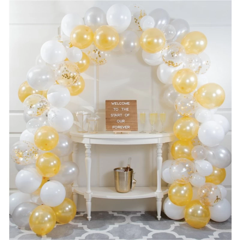 White and Gold Balloon Garland Kit (112 Pieces) | Balloon Garland Kit Party Supplies