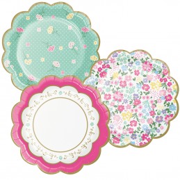 Floral Tea Party Small Scalloped Plates (Pack of 8) | Floral Tea Party Party Supplies