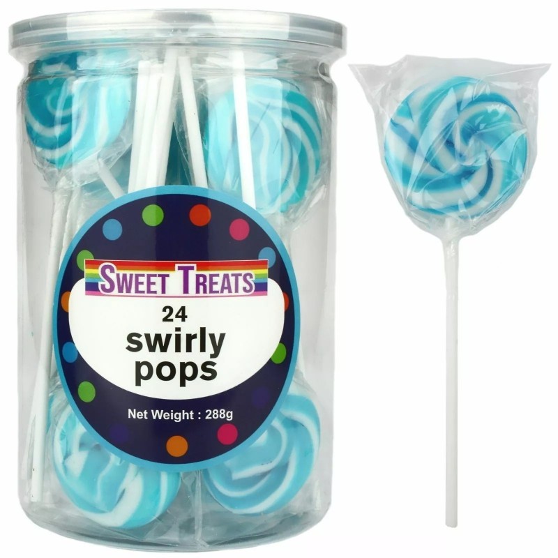 Blue Swirl Lollipops (Pack of 24) | Lollies Party Supplies