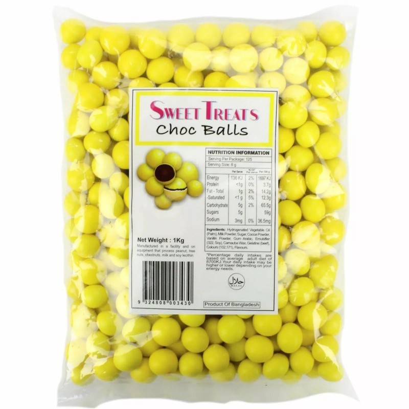Yellow Chocolate Balls (1kg) | Lollies Party Supplies