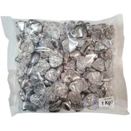 Silver Foiled Chocolate Hearts (1kg) | Lollies Party Supplies