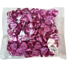 Hot Pink Foiled Chocolate Hearts (1kg) | Lollies Party Supplies