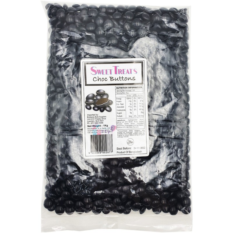 Black Chocolate Buttons (1kg) | Lollies Party Supplies