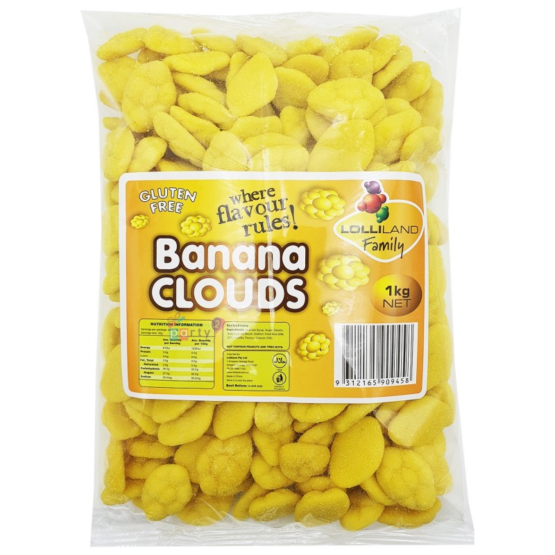 Yellow Banana Clouds (1kg) | Lollies Party Supplies