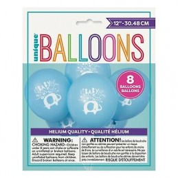 Blue Baby Elephant Baby Shower Balloons (Pack of 8) | Blue Baby Elephant Party Supplies