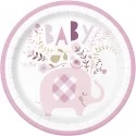 Pink Baby Elephant Large Plates (Pack of 8)