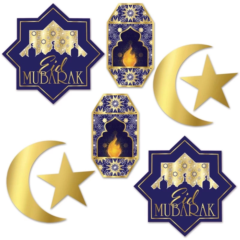 Eid Mubarak Cutout Decorations (Set of 8) | Ramadan & Eid Decorations ...