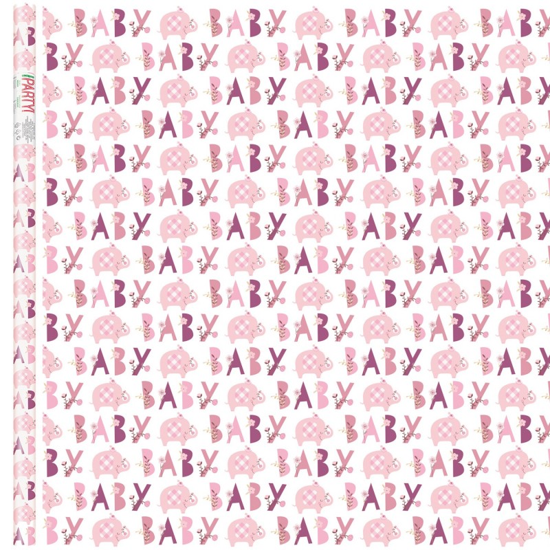 Pink Baby Elephant Gift Wrap Paper Pink Baby Elephant Gift Wrap Paper
