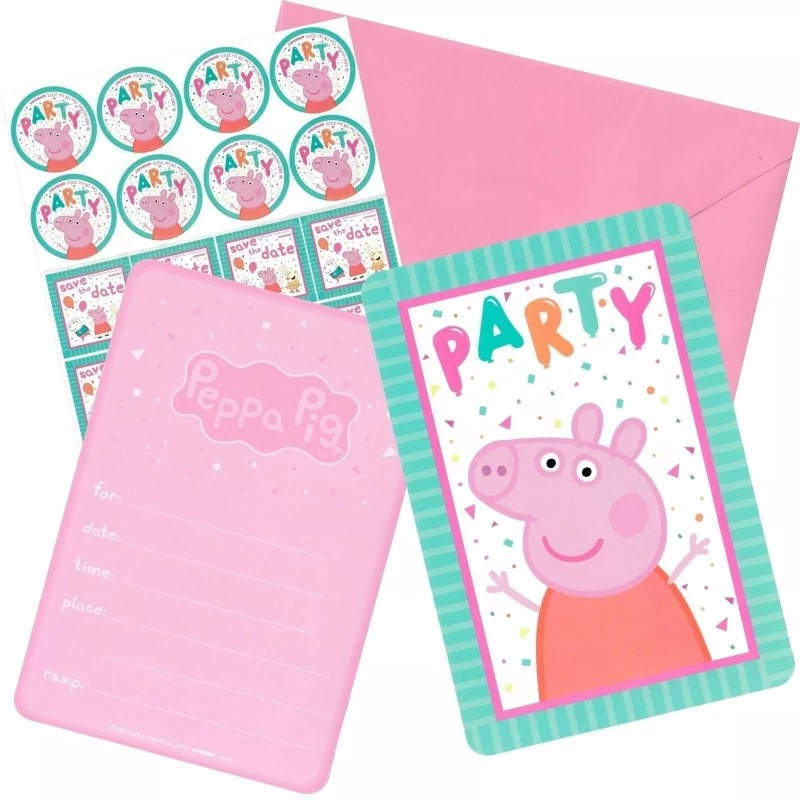 Peppa Pig Party Invitations Kit (Set of 8) | Peppa Pig Party Supplies