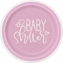 Pink Hearts Baby Shower Small Plates (Pack of 8)
