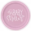 Pink Hearts Baby Shower Large Plates (Pack of 8)
