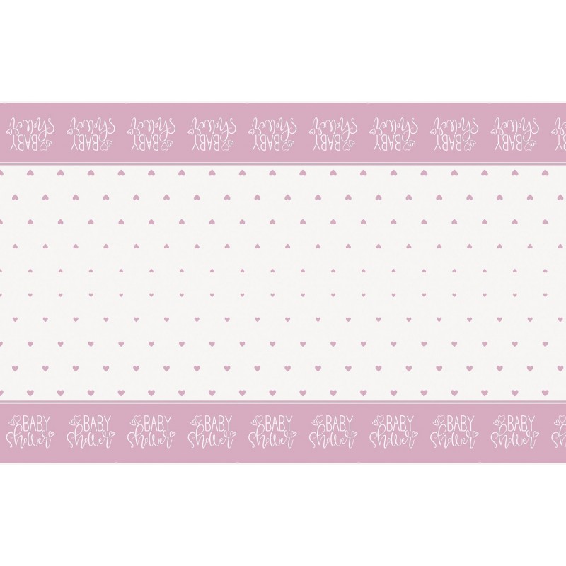 Pink Hearts Baby Shower Plastic Tablecover | Baby Girl Party Supplies Pink Hearts Baby Shower Plastic Tablecover | Baby Girl Party Supplies