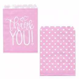 Pink Hearts Baby Shower Paper Treat Bags | Baby Girl Party Supplies