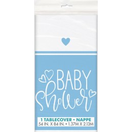 Blue Hearts Baby Shower Plastic Tablecover | Baby Boy Party Supplies