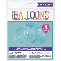 Blue Heart Confetti Balloons (Pack of 5) | Baby Boy Party Supplies